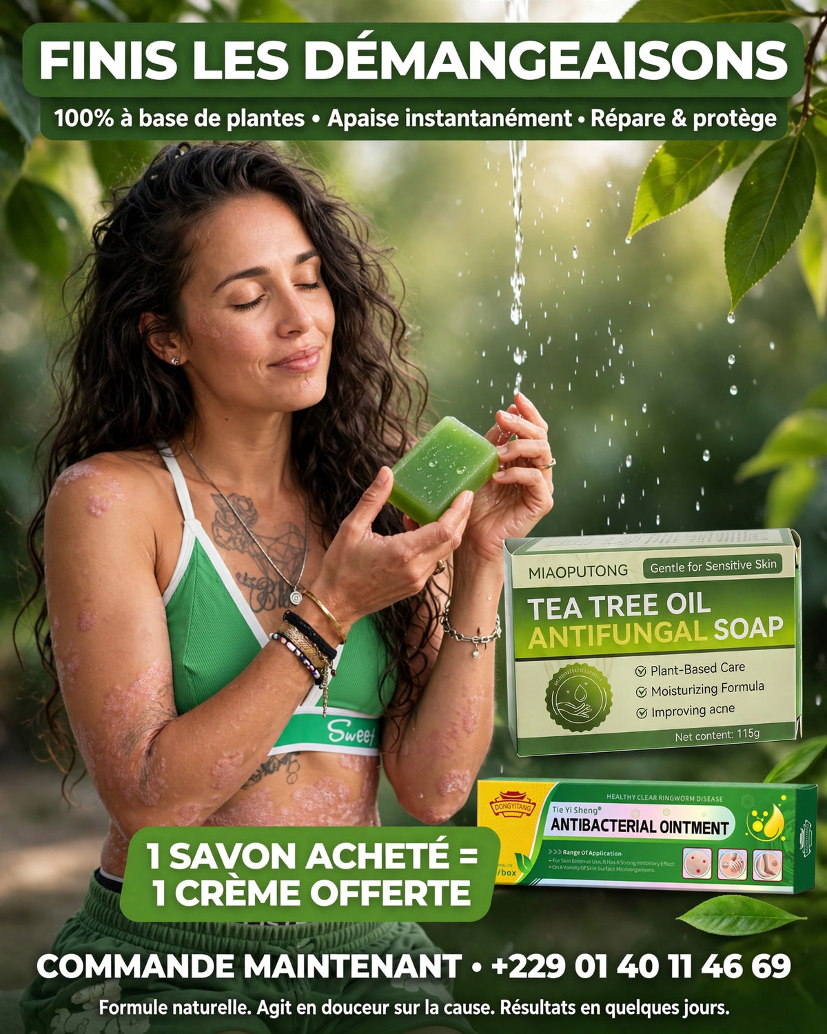 Savon Antifongique + Crème Antibactérienne Offerte -  Traitement Anti démangeaisons